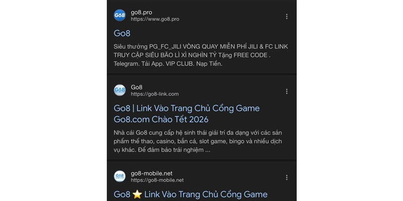Link Go8 chính thức trên Mobile